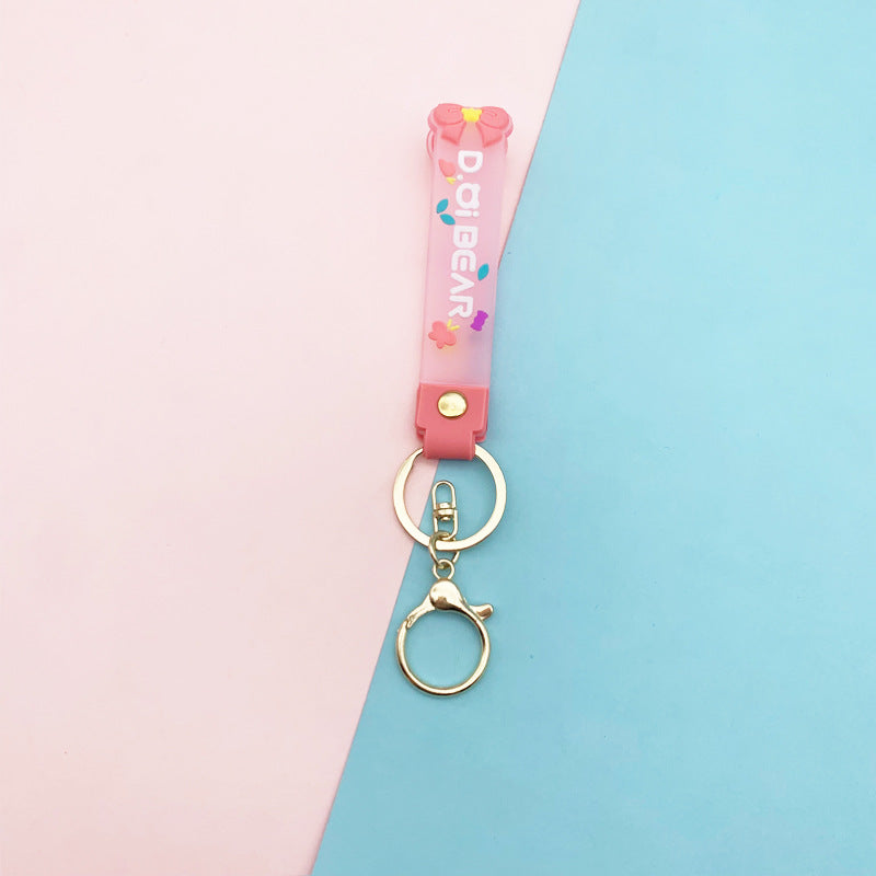 Wholesale Soft Glue Transparent Bow Lanyard Keychains